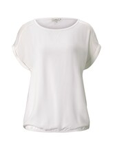 TOM TAILOR Damen T-Shirt im Materialmix, weiß, Gr.XL