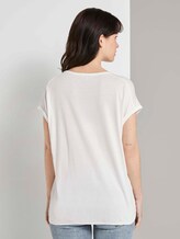 T-shirt in a mix of materials - Women - Whisper White T-shirt in a mix of materials - Women - Whisper White - 2 - TOM TAILOR