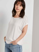 T-shirt in a mix of materials - Women - Whisper White T-shirt in a mix of materials - Women - Whisper White - 5 - TOM TAILOR