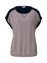 TOM TAILOR Damen T-Shirt im Materialmix, braun, Gr.XL