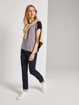 T-shirt in a mix of materials - Women - camel small check T-shirt in a mix of materials - Women - camel small check - 3 - TOM TAILOR