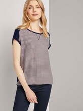 T-shirt in a mix of materials - Women - camel small check T-shirt in a mix of materials - Women - camel small check - 5 - TOM TAILOR