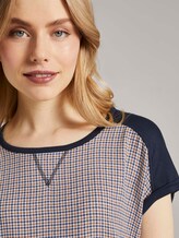 T-shirt in a mix of materials - Women - camel small check T-shirt in a mix of materials - Women - camel small check - 9 - TOM TAILOR