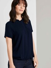 Geknöpftes T-Shirt mit Rüschendetail - Frauen - Sky Captain Blue Geknöpftes T-Shirt mit Rüschendetail - Frauen - Sky Captain Blue - 5 - TOM TAILOR