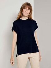 Basic T-Shirt mit Seitenschlitzen - Frauen - Sky Captain Blue Basic T-Shirt mit Seitenschlitzen - Frauen - Sky Captain Blue - 1 - TOM TAILOR