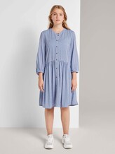 Geknöpftes Minikleid mit Volant - Frauen - mid blue white stripe Geknöpftes Minikleid mit Volant - Frauen - mid blue white stripe - 1 - TOM TAILOR Denim