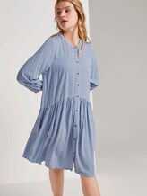 Geknöpftes Minikleid mit Volant - Frauen - mid blue white stripe Geknöpftes Minikleid mit Volant - Frauen - mid blue white stripe - 5 - TOM TAILOR Denim