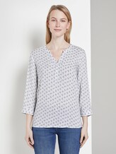 Patterned blouse - Women - blue white flowers and stripe Patterned blouse - Women - blue white flowers and stripe - 1 - TOM TAILOR