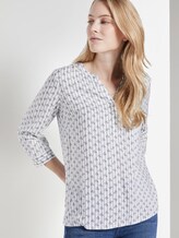 Patterned blouse - Women - blue white flowers and stripe Patterned blouse - Women - blue white flowers and stripe - 5 - TOM TAILOR