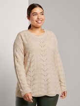 Pullover mit Zopfstrickmuster - Frauen - sand dune melange Pullover mit Zopfstrickmuster - Frauen - sand dune melange - 1 - My True Me