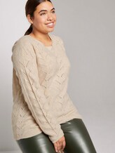 Pullover mit Zopfstrickmuster - Frauen - sand dune melange Pullover mit Zopfstrickmuster - Frauen - sand dune melange - 5 - My True Me