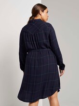Kariertes Hemdkleid mit Bindegürtel - Frauen - navy gipsy camel check Kariertes Hemdkleid mit Bindegürtel - Frauen - navy gipsy camel check - 2 - My True Me