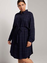 Kariertes Hemdkleid mit Bindegürtel - Frauen - navy gipsy camel check Kariertes Hemdkleid mit Bindegürtel - Frauen - navy gipsy camel check - 5 - My True Me