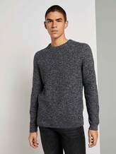 Melierter Pullover mit Strukturmuster - Männer - navy mouline Melierter Pullover mit Strukturmuster - Männer - navy mouline - 1 - TOM TAILOR Denim