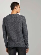 Melierter Pullover mit Strukturmuster - Männer - navy mouline Melierter Pullover mit Strukturmuster - Männer - navy mouline - 2 - TOM TAILOR Denim