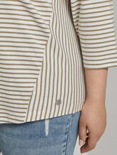 Gestreiftes Shirt mit 3/4-Arm - Frauen - khaki ecru horizontal stripe Gestreiftes Shirt mit 3/4-Arm - Frauen - khaki ecru horizontal stripe - 10 - My True Me
