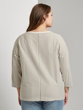Gestreiftes Shirt mit 3/4-Arm - Frauen - khaki ecru horizontal stripe Gestreiftes Shirt mit 3/4-Arm - Frauen - khaki ecru horizontal stripe - 2 - My True Me