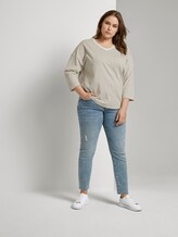 Gestreiftes Shirt mit 3/4-Arm - Frauen - khaki ecru horizontal stripe Gestreiftes Shirt mit 3/4-Arm - Frauen - khaki ecru horizontal stripe - 3 - My True Me