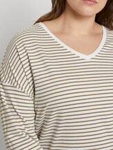Gestreiftes Shirt mit 3/4-Arm - Frauen - khaki ecru horizontal stripe Gestreiftes Shirt mit 3/4-Arm - Frauen - khaki ecru horizontal stripe - 9 - My True Me
