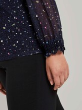 Curvy-Gemusterte Bluse mit Ballonärmeln - Frauen - navy based terrazzo Curvy-Gemusterte Bluse mit Ballonärmeln - Frauen - navy based terrazzo - 10 - My True Me