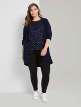 Curvy-Gemusterte Bluse mit Ballonärmeln - Frauen - navy based terrazzo Curvy-Gemusterte Bluse mit Ballonärmeln - Frauen - navy based terrazzo - 3 - My True Me