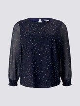 Curvy-Gemusterte Bluse mit Ballonärmeln - Frauen - navy based terrazzo Curvy-Gemusterte Bluse mit Ballonärmeln - Frauen - navy based terrazzo - 7 - My True Me