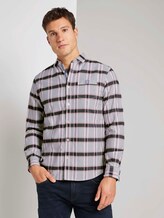 Kariertes Hemd mit Brusttasche - Männer - navy red fil a fil check Kariertes Hemd mit Brusttasche - Männer - navy red fil a fil check - 1 - TOM TAILOR