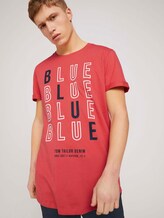 T-shirt with a chest print made with organic cotton - Men - Normal Red T-shirt with a chest print made with organic cotton - Men - Normal Red - 5 - TOM TAILOR Denim