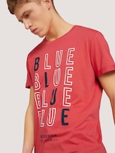 T-shirt with a chest print made with organic cotton - Men - Normal Red T-shirt with a chest print made with organic cotton - Men - Normal Red - 9 - TOM TAILOR Denim