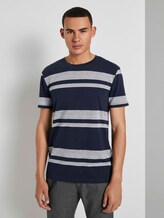 T-shirt met gestreepte textuur - Mannen - navy beige jacquard T-shirt met gestreepte textuur - Mannen - navy beige jacquard - 1 - TOM TAILOR Denim