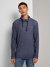 Strukturiertes Langarmshirt mit Stehkragen - Männer - navy white waffle structure Strukturiertes Langarmshirt mit Stehkragen - Männer - navy white waffle structure - 1 - TOM TAILOR Denim