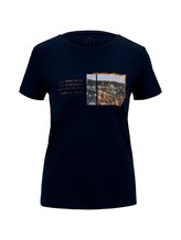 TOM TAILOR Damen T-Shirt aus Organic Cotton, blau, Gr.S