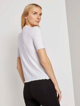 Geripptes T-Shirt mit Stehkragen - Frauen - Whisper White Geripptes T-Shirt mit Stehkragen - Frauen - Whisper White - 2 - TOM TAILOR