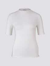 Geripptes T-Shirt mit Stehkragen - Frauen - Whisper White Geripptes T-Shirt mit Stehkragen - Frauen - Whisper White - 7 - TOM TAILOR