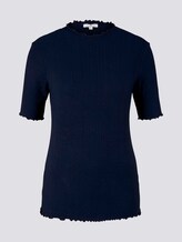 Geripptes T-Shirt mit Stehkragen - Frauen - Sky Captain Blue Geripptes T-Shirt mit Stehkragen - Frauen - Sky Captain Blue - 7 - TOM TAILOR