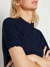Geripptes T-Shirt mit Stehkragen - Frauen - Sky Captain Blue Geripptes T-Shirt mit Stehkragen - Frauen - Sky Captain Blue - 9 - TOM TAILOR