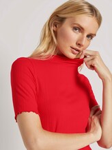 Geripptes T-Shirt mit Stehkragen - Frauen - Strong Red Geripptes T-Shirt mit Stehkragen - Frauen - Strong Red - 10 - TOM TAILOR