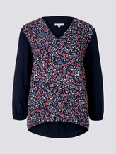 Gemustertes Shirt im Materialmix - Frauen - navy flower design Gemustertes Shirt im Materialmix - Frauen - navy flower design - 7 - TOM TAILOR