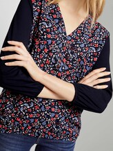 Gemustertes Shirt im Materialmix - Frauen - navy flower design Gemustertes Shirt im Materialmix - Frauen - navy flower design - 9 - TOM TAILOR