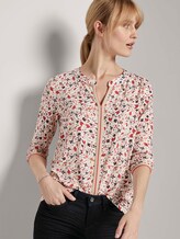Gemustertes Henley-Shirt mit Tape-Einsatz - Frauen - beige flower design Gemustertes Henley-Shirt mit Tape-Einsatz - Frauen - beige flower design - 5 - TOM TAILOR
