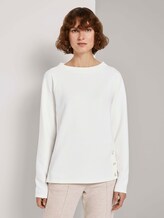 Sweatshirt mit Streifenstruktur und Raglan-Ärmeln - Frauen - Whisper White Sweatshirt mit Streifenstruktur und Raglan-Ärmeln - Frauen - Whisper White - 1 - TOM TAILOR