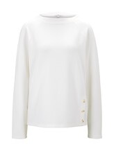 TOM TAILOR Damen Sweatshirt mit Streifenstruktur und Raglan-Ärmeln, weiß, Gr.XL