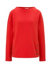 TOM TAILOR Damen Sweatshirt mit Streifenstruktur und Raglan-Ärmeln, rot, Gr.XXXL