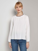 Basic Bluse mit Ripp-Blenden - Frauen - Whisper White Basic Bluse mit Ripp-Blenden - Frauen - Whisper White - 1 - TOM TAILOR