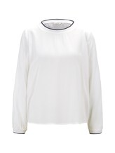 TOM TAILOR Damen Basic Bluse mit Ripp-Blenden, weiß, Gr.36
