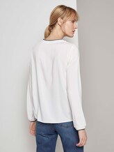 Basic Bluse mit Ripp-Blenden - Frauen - Whisper White Basic Bluse mit Ripp-Blenden - Frauen - Whisper White - 2 - TOM TAILOR