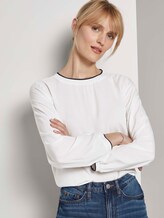 Basic Bluse mit Ripp-Blenden - Frauen - Whisper White Basic Bluse mit Ripp-Blenden - Frauen - Whisper White - 5 - TOM TAILOR