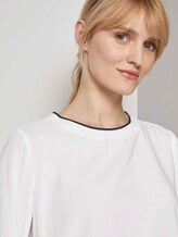 Basic Bluse mit Ripp-Blenden - Frauen - Whisper White Basic Bluse mit Ripp-Blenden - Frauen - Whisper White - 9 - TOM TAILOR