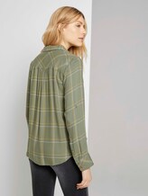 Karierte Hemdbluse mit Turn-Ups - Frauen - greyish green grid check Karierte Hemdbluse mit Turn-Ups - Frauen - greyish green grid check - 2 - TOM TAILOR