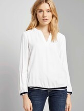 Henley-Bluse mit Tapedetail - Frauen - Whisper White Henley-Bluse mit Tapedetail - Frauen - Whisper White - 5 - TOM TAILOR